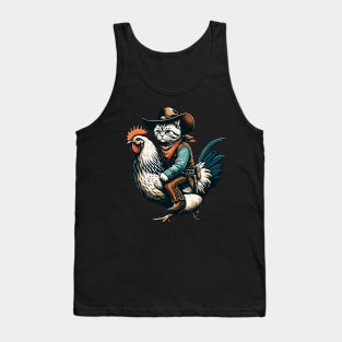 Meowdy Cat Riding Chicken Tank Top